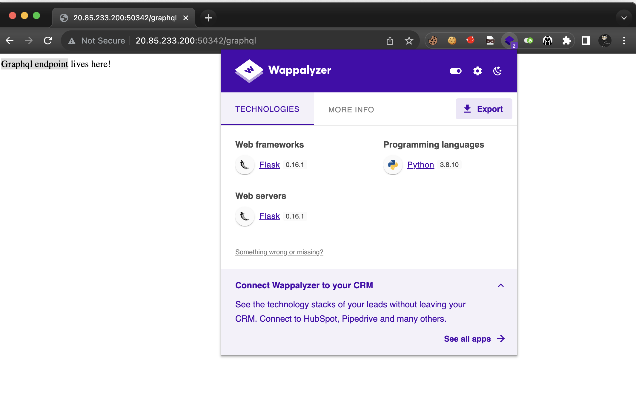 GraphQL endpoint identified