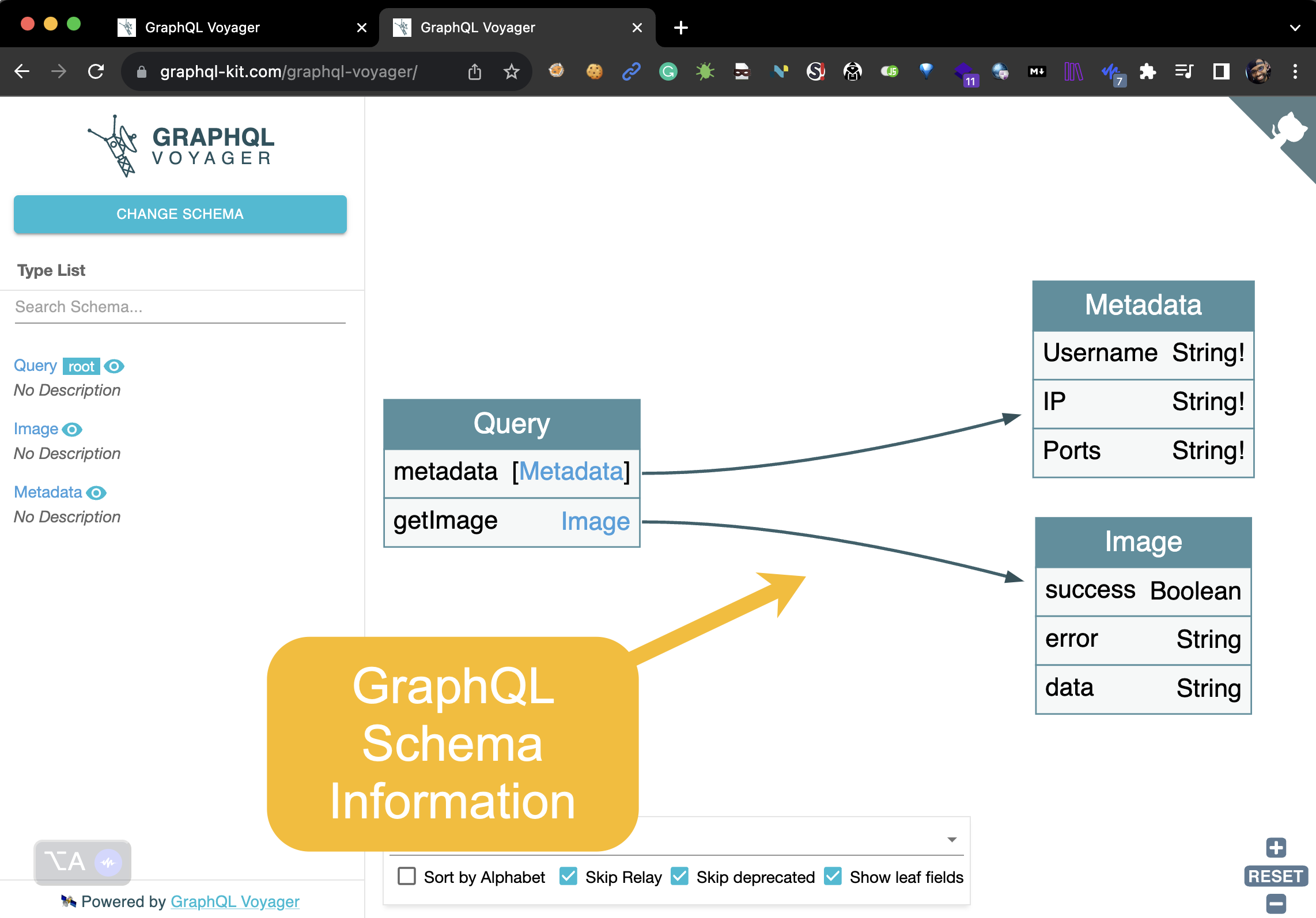 GraphQL Voyager showing the schema